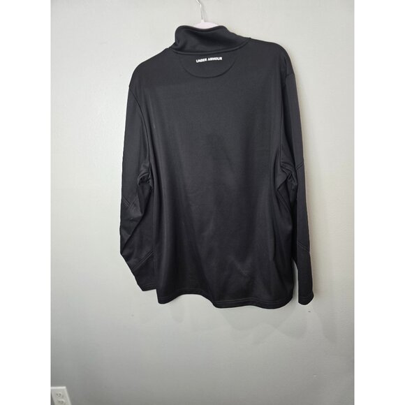 Under Armour Sweatshirt Men's L Black 1/4 Zip Fleece Lined Pullover Company Logo - Picture 2 of 13